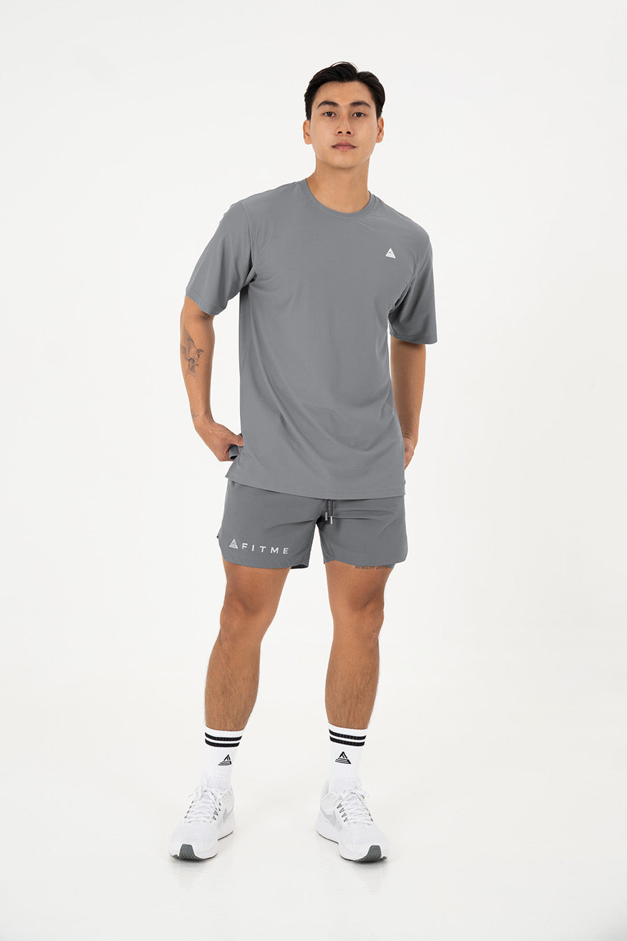 Áo tập gym nam tay ngắn Fitme Performance 2.0 form oversize - Space Grey