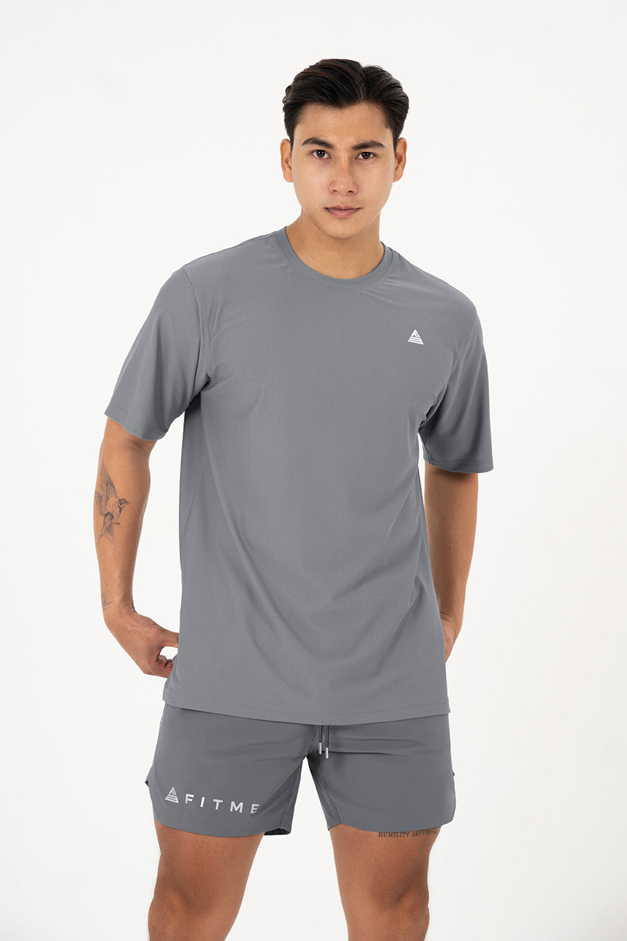 Áo tập gym nam tay ngắn Fitme Performance 2.0 form oversize - Space Grey