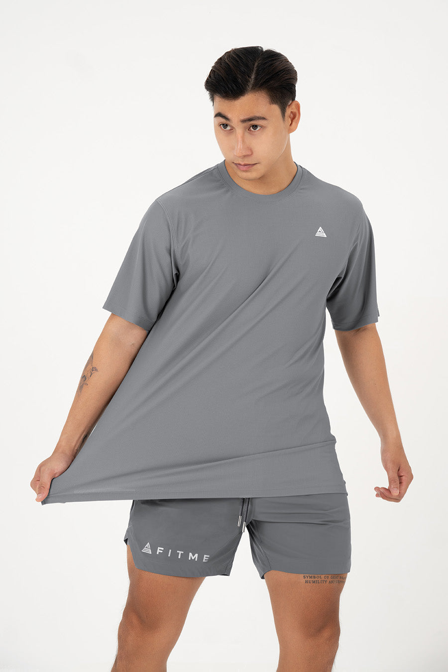 Áo tập gym nam tay ngắn Fitme Performance 2.0 form oversize - Space Grey