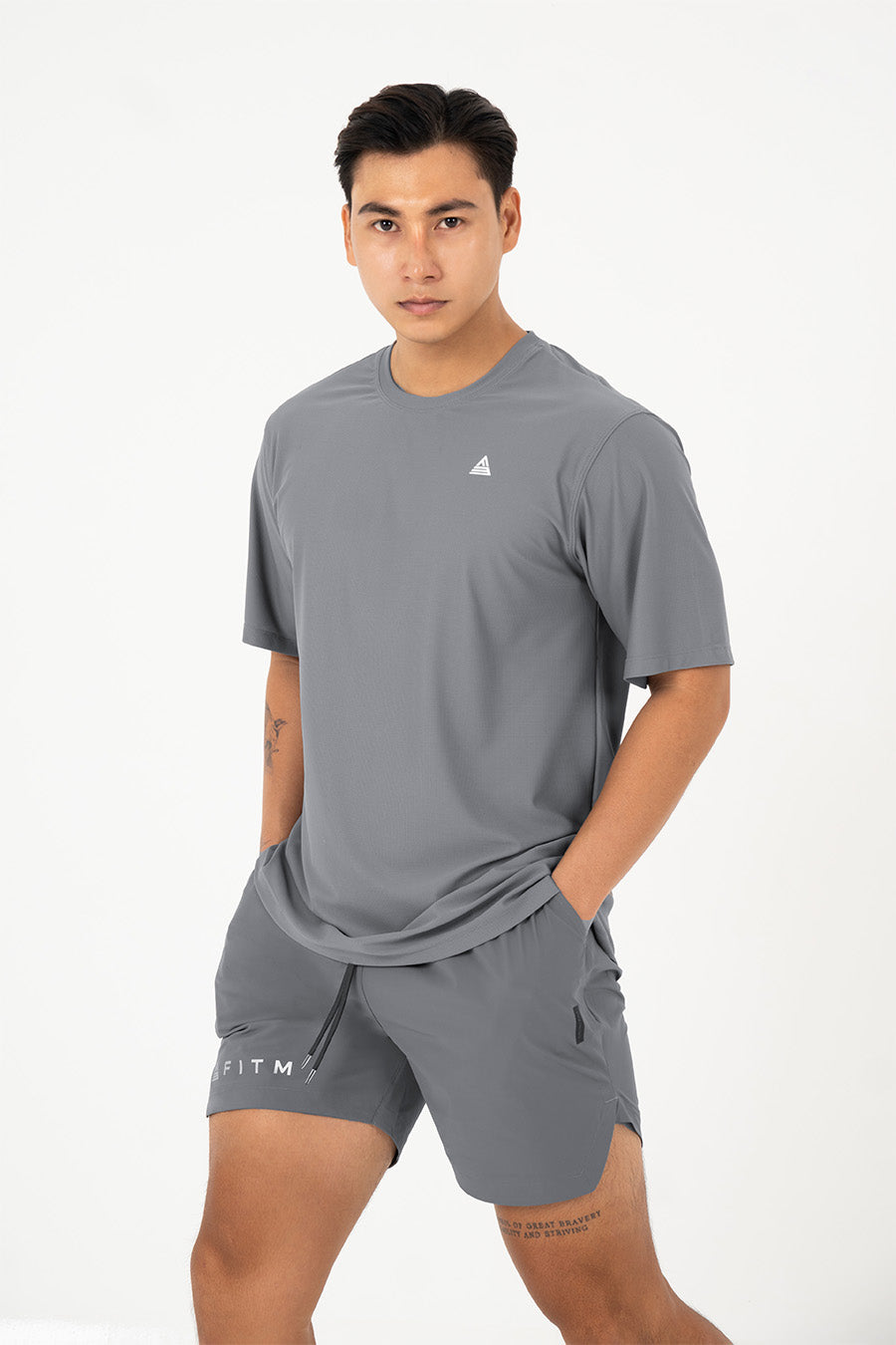 Áo tập gym nam tay ngắn Fitme Performance 2.0 form oversize - Space Grey