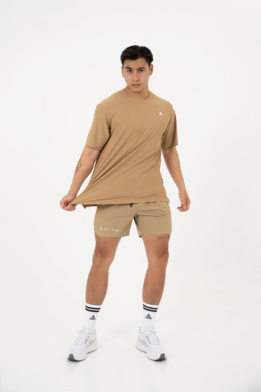 Áo tập gym nam tay ngắn Fitme Performance 2.0 form oversize - Khaki