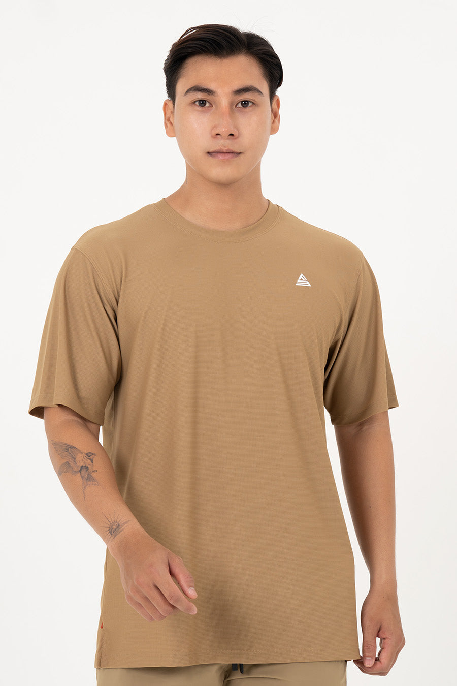 Áo tập gym nam tay ngắn Fitme Performance 2.0 form oversize - Khaki