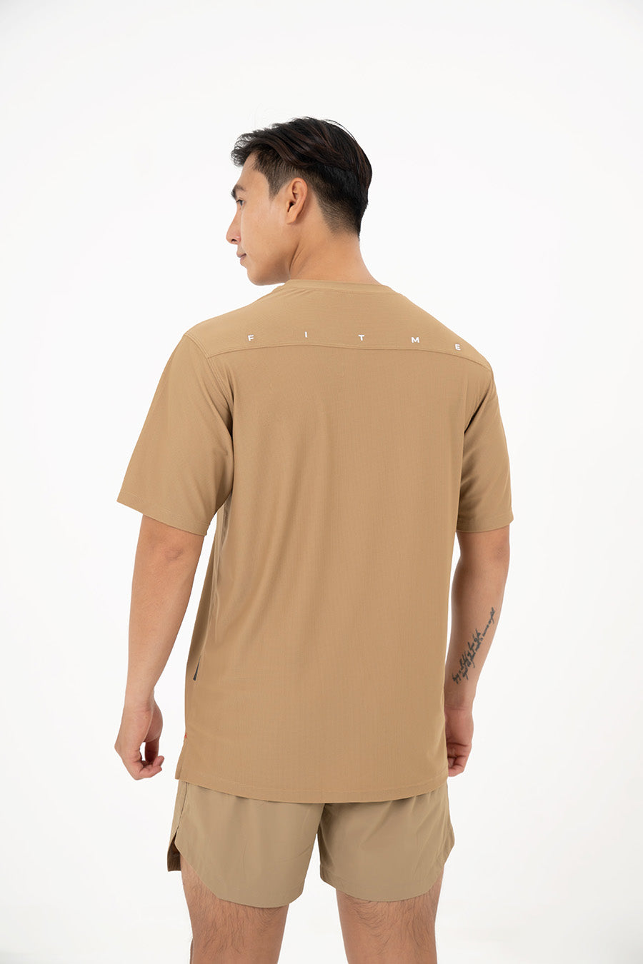 Áo tập gym nam tay ngắn Fitme Performance 2.0 form oversize - Khaki