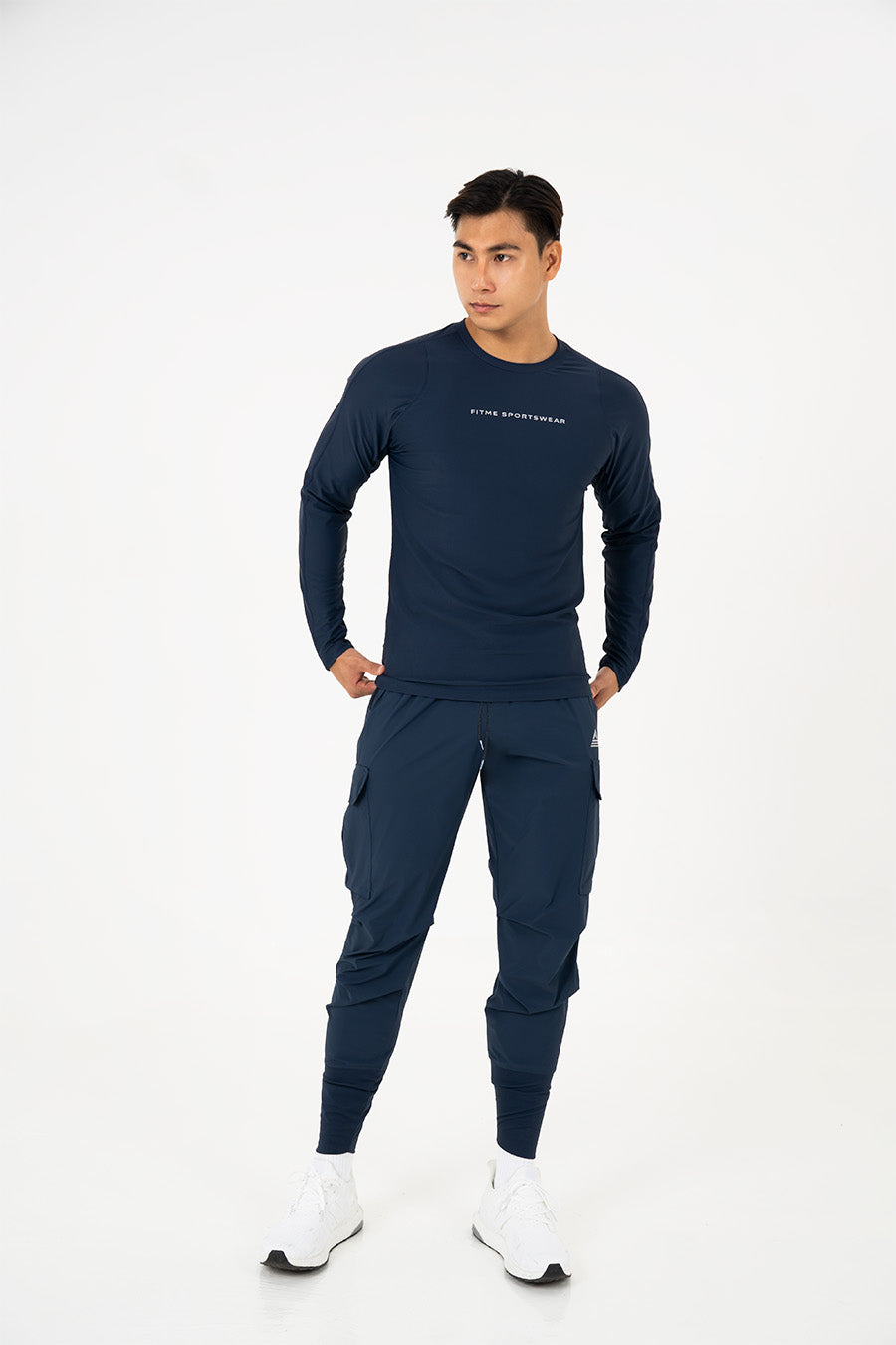 Áo tập gym nam tay dài Fitme Performance 2.0 form slim body - Navy