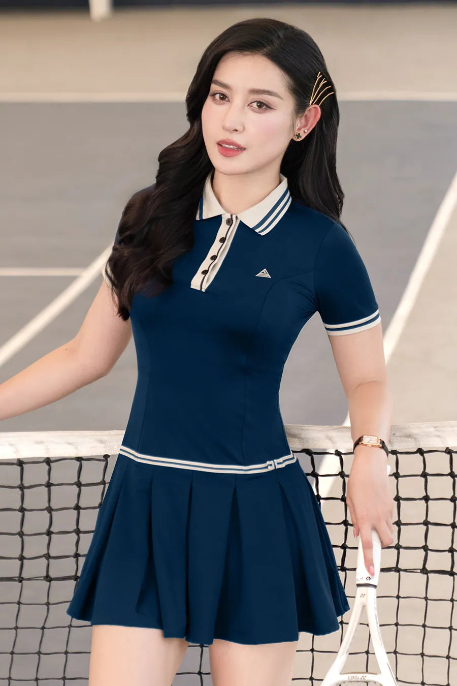 Váy Fitme ZEN CE DNTN01 Navy cổ be