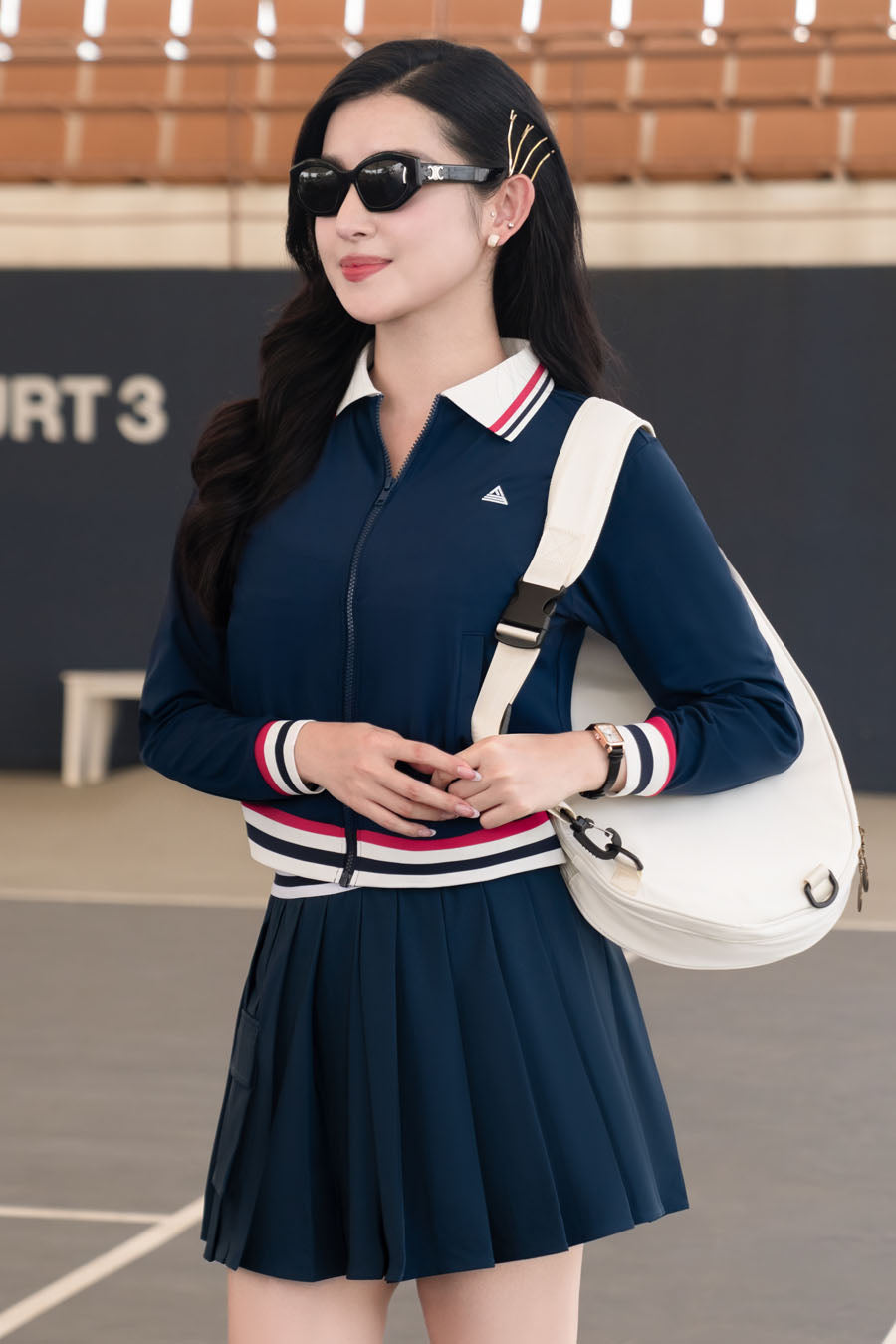 Váy Fitme PULSE CE VTHN01 Navy sọc đỏ