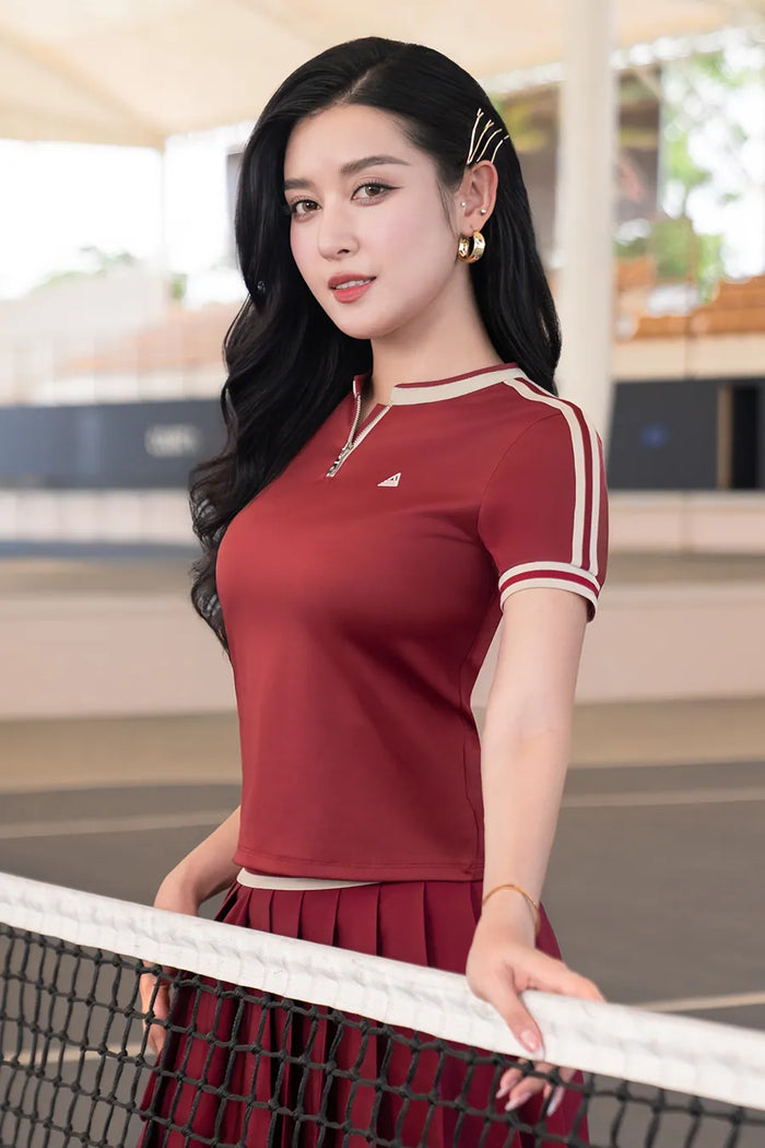 Áo thun Fitme GLIDE CE ATCT01 Red cổ be - Fitme Sportswear