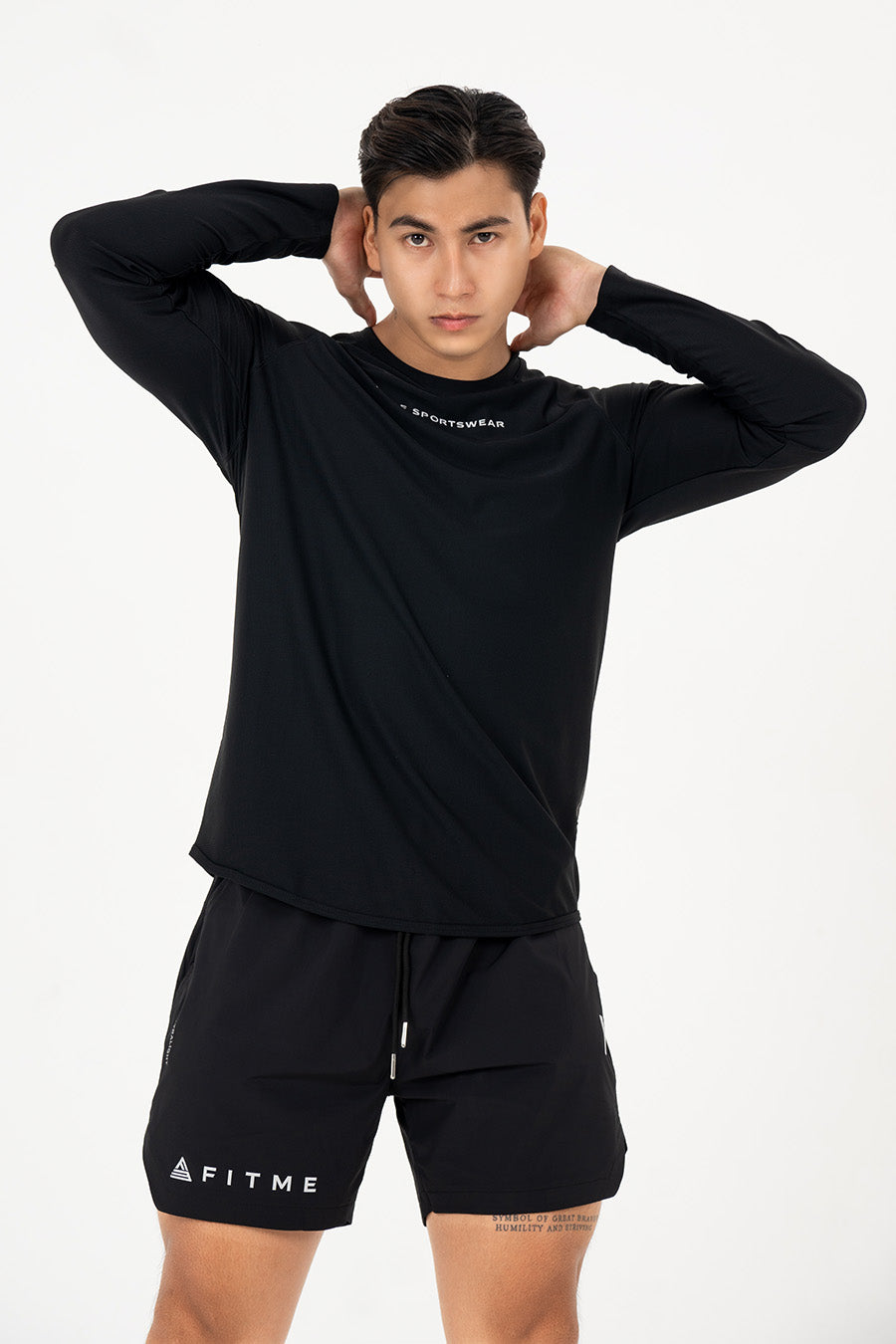 Áo tập gym nam tay dài Fitme Performance 2.0 form oversize - Đen