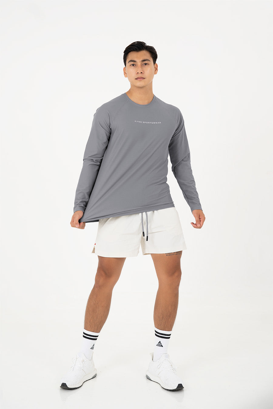 Áo tập gym nam tay dài Fitme Performance 2.0 form oversize - Space Grey