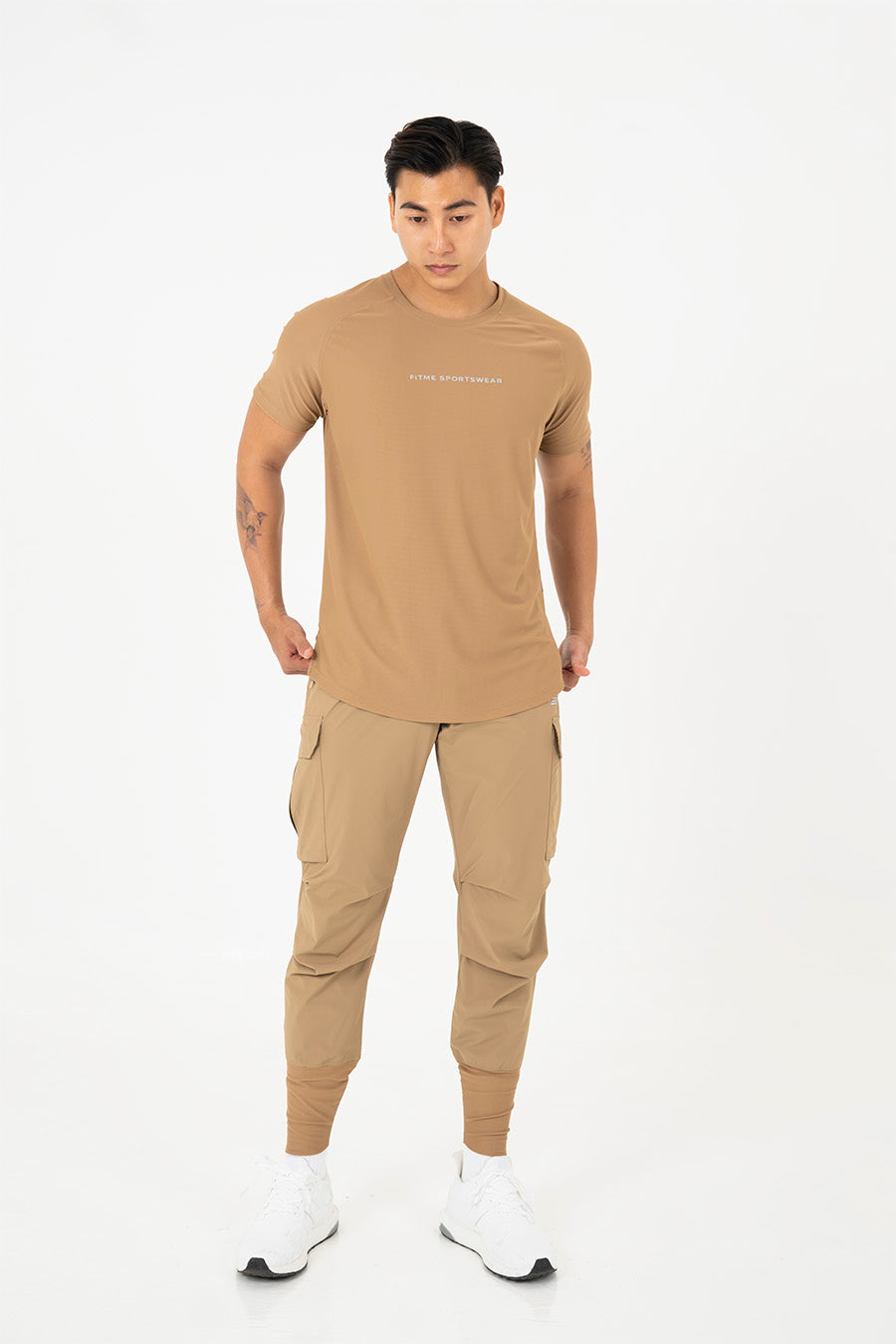 Áo gym nam vạt bầu - Khaki