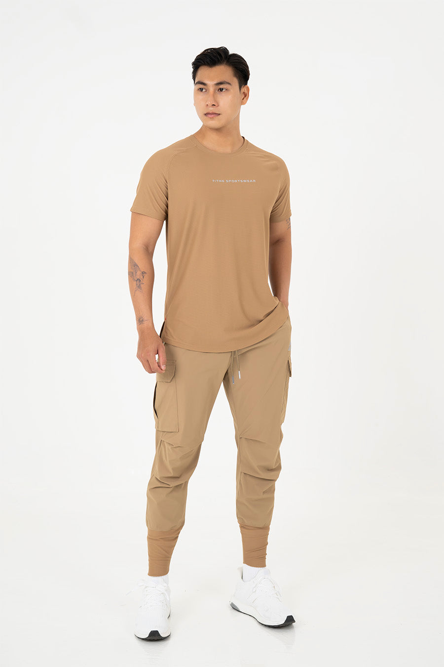 Áo gym nam vạt bầu - Khaki