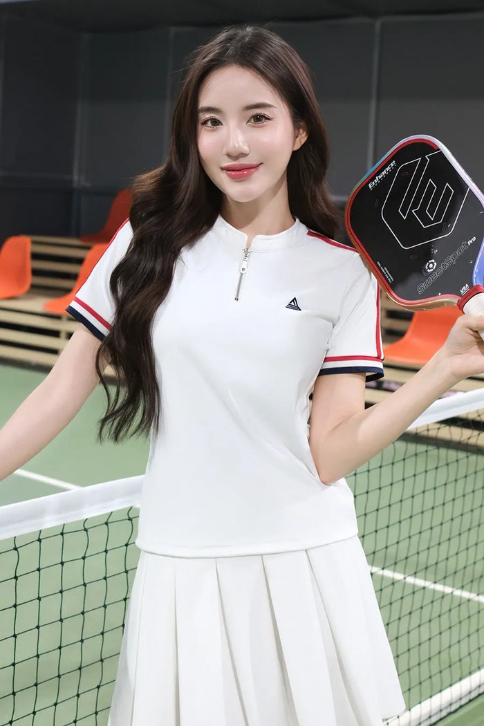 Áo thun Fitme GLIDE CE ATCT01 Trắng sọc đỏ - Fitme Sportswear