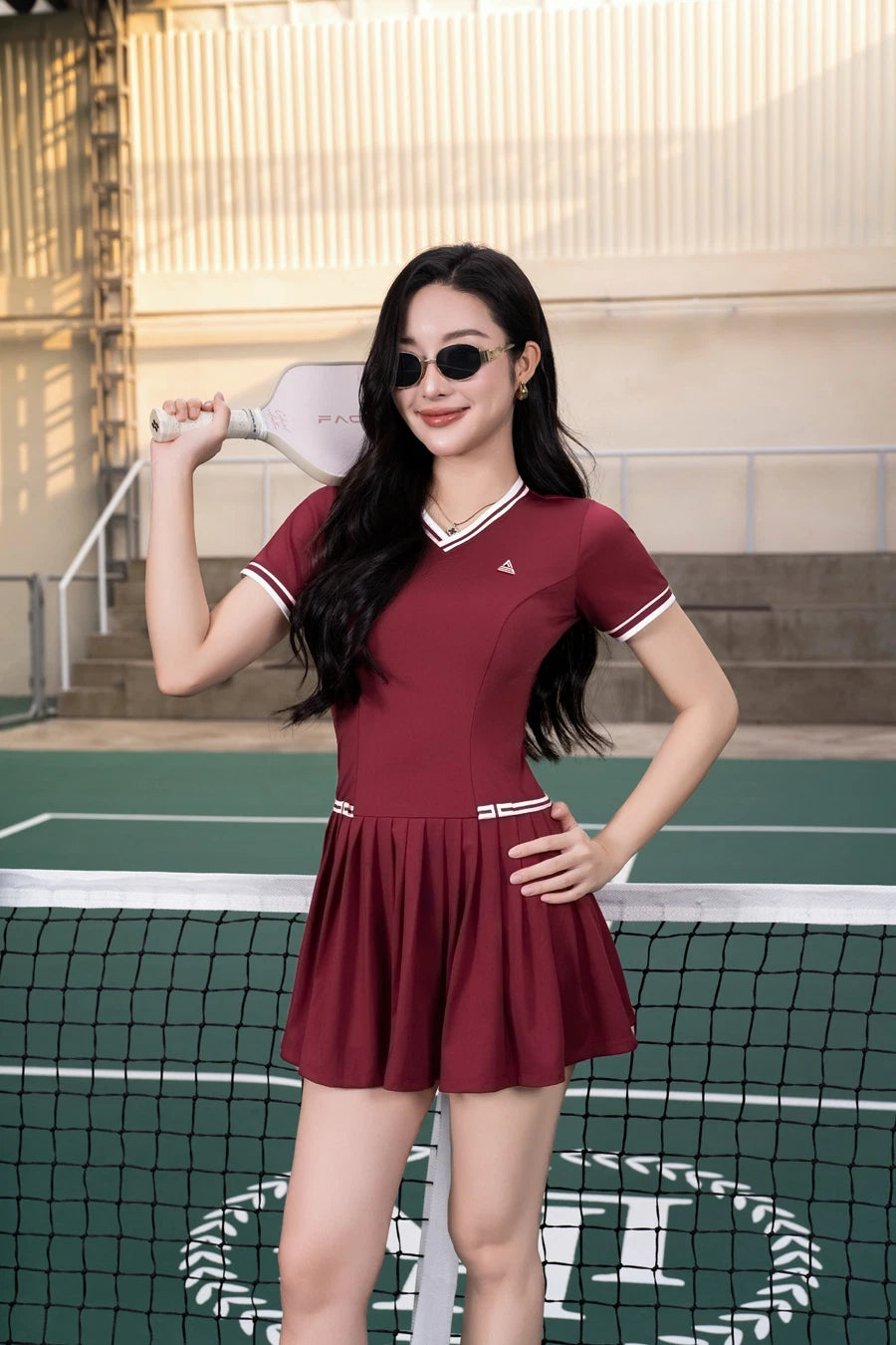 Váy tennis tập pickleball tennis nữ DTGR01 Đỏ Burgendy