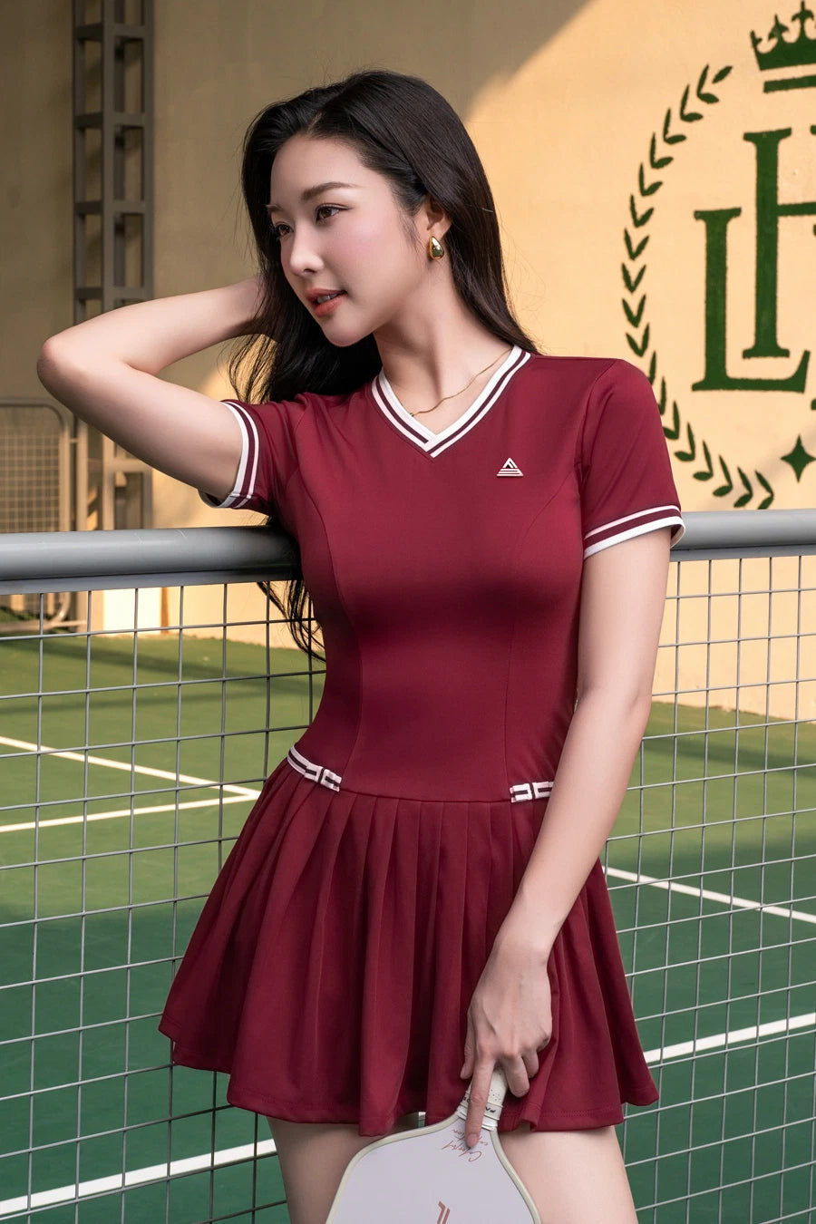 Váy tennis tập pickleball tennis nữ DTGR01 Đỏ Burgendy