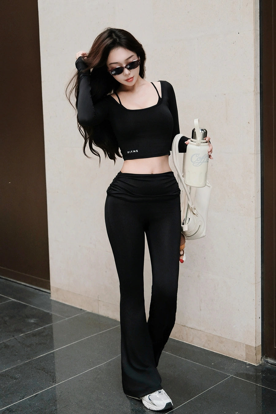 Quần legging ống loe Fitme Bloom QDBL01 - Đen