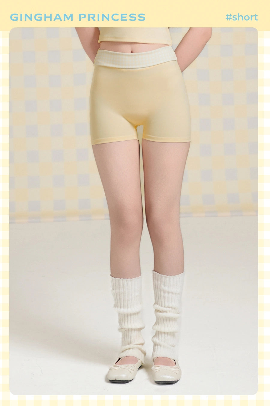 Quần đùi Sparkle Gingham Princess QNSL01 - Vàng Pastel