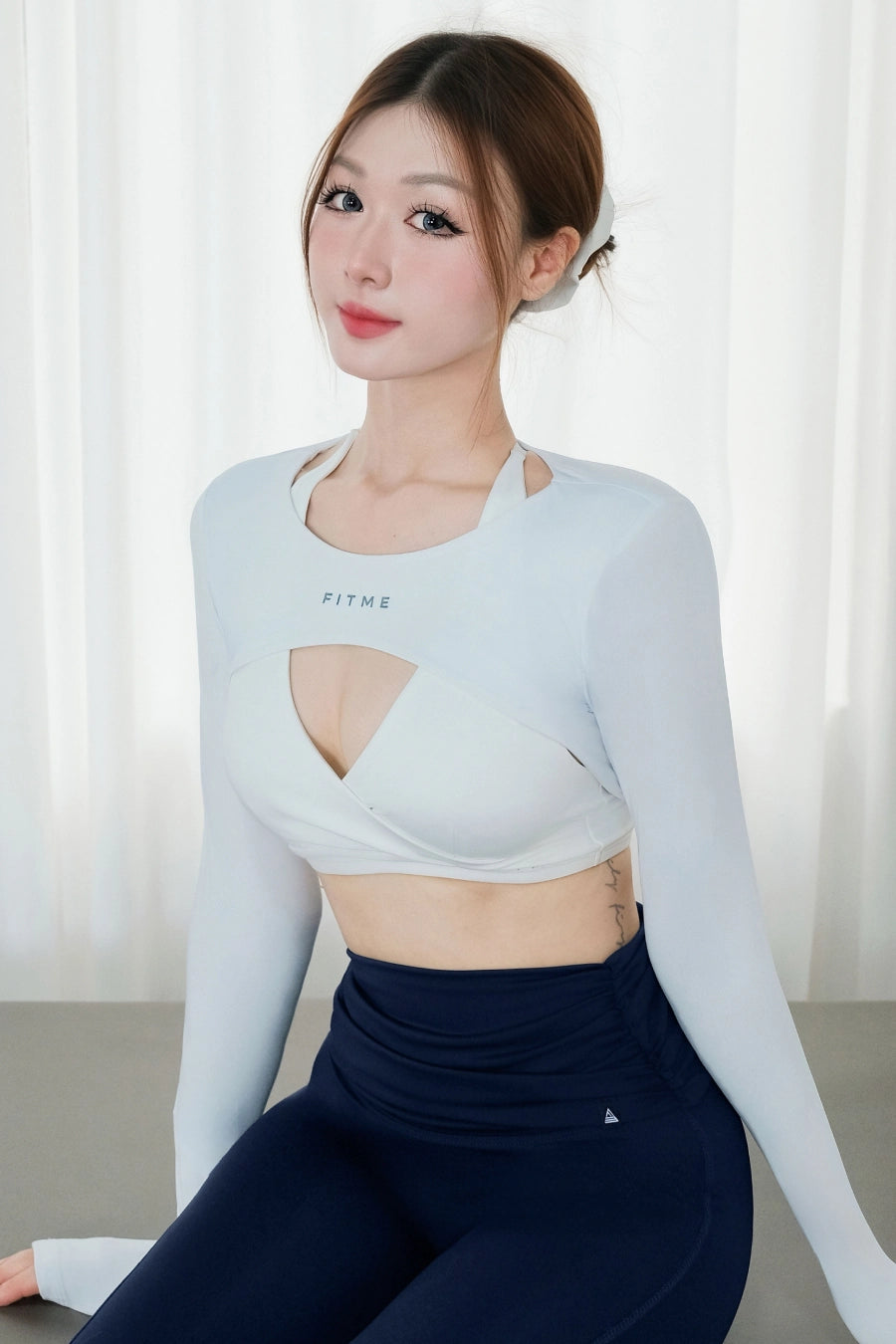 Áo tank dài tay tập pilates Fitme Bloom ATBL02 - Trắng
