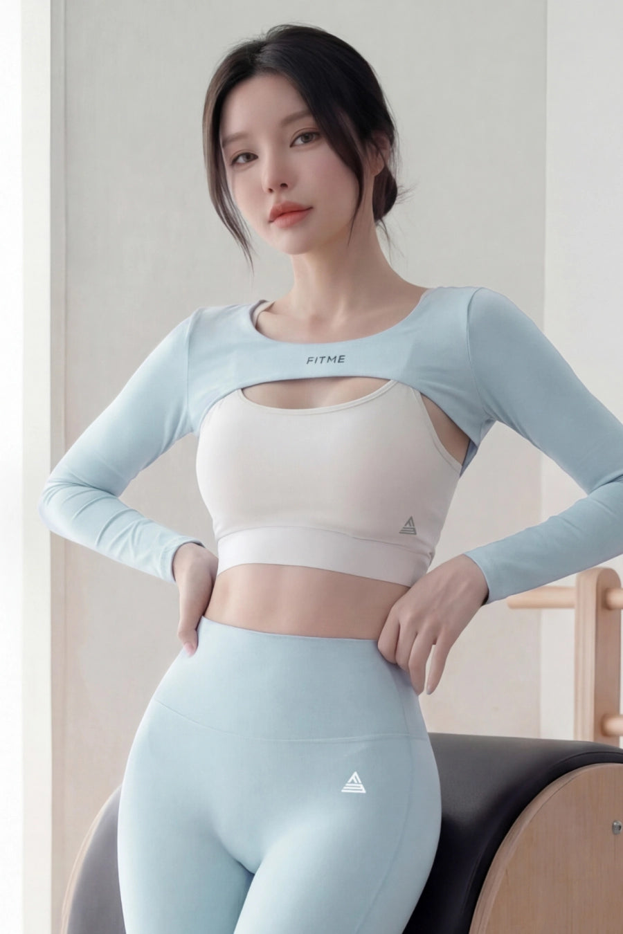 Áo tank dài tay tập pilates Fitme Bloom ATBL02 - Xanh pastel