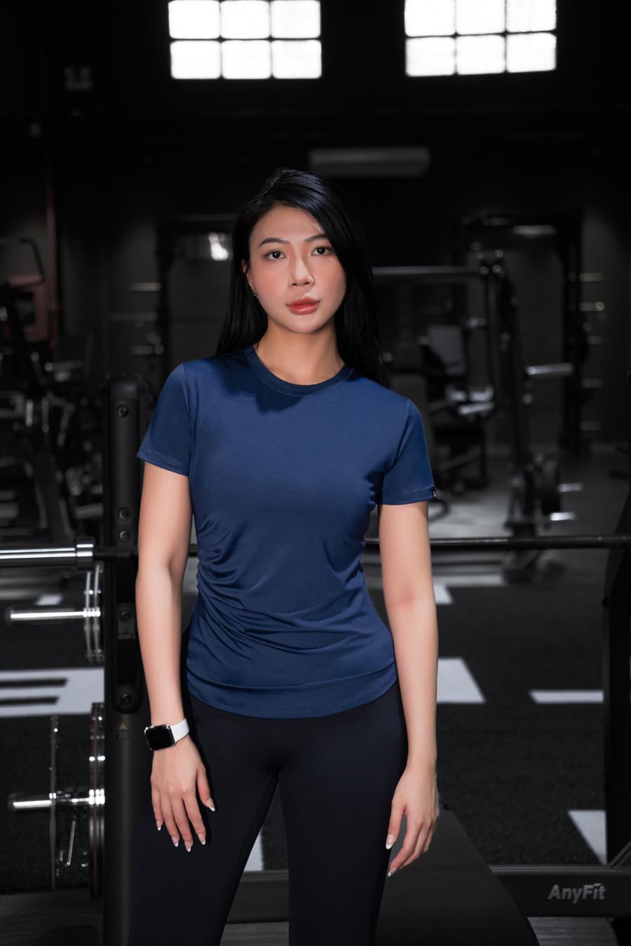 Áo thun gym nữ Fitme xếp ly - ATXL01 - Navy