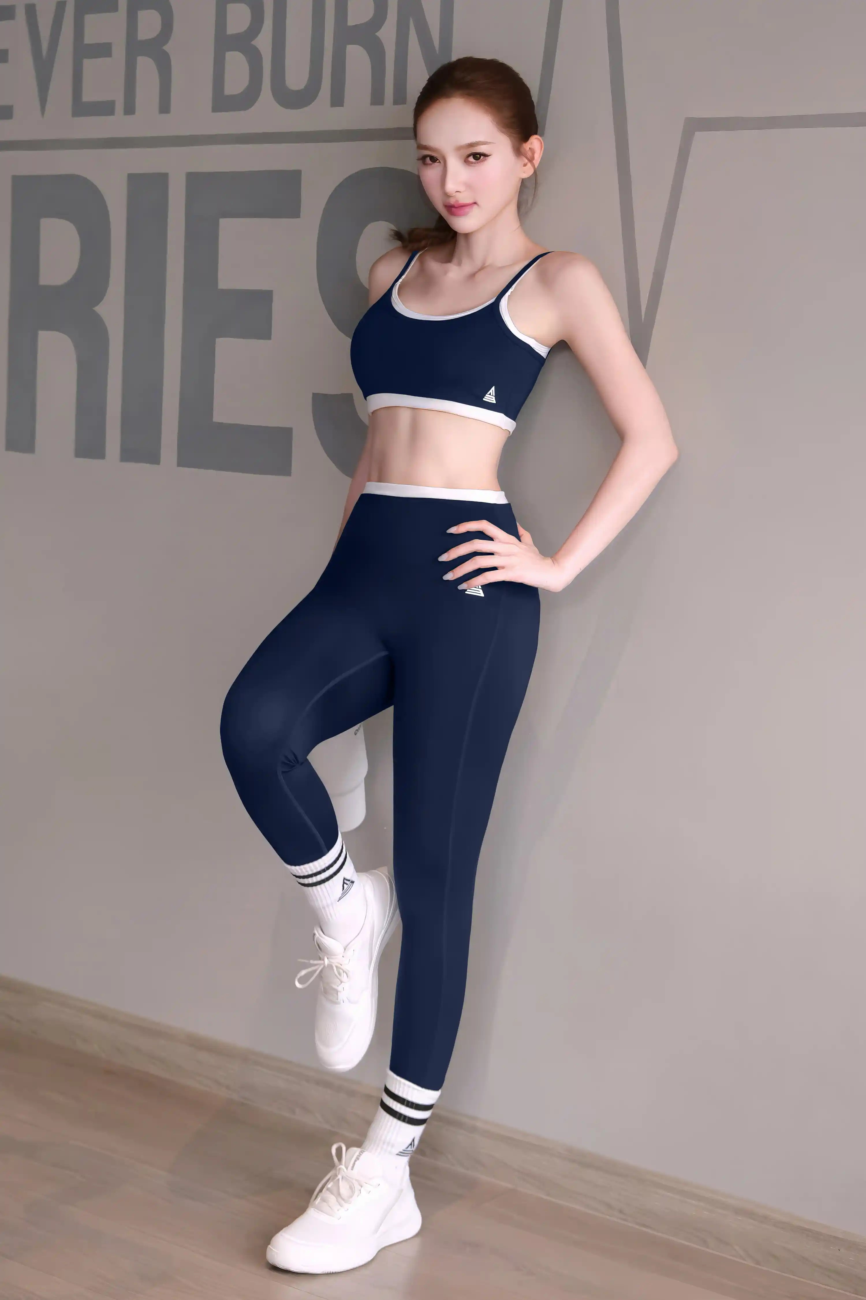 Quần tập gym yoga legging nữ cạp cao Fitme SOFT QDSO01 Xanh Navy