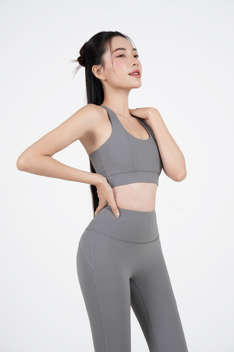 Áo bra tập yoga Racer Back Fitme Flow - BRRB - Dark Grey