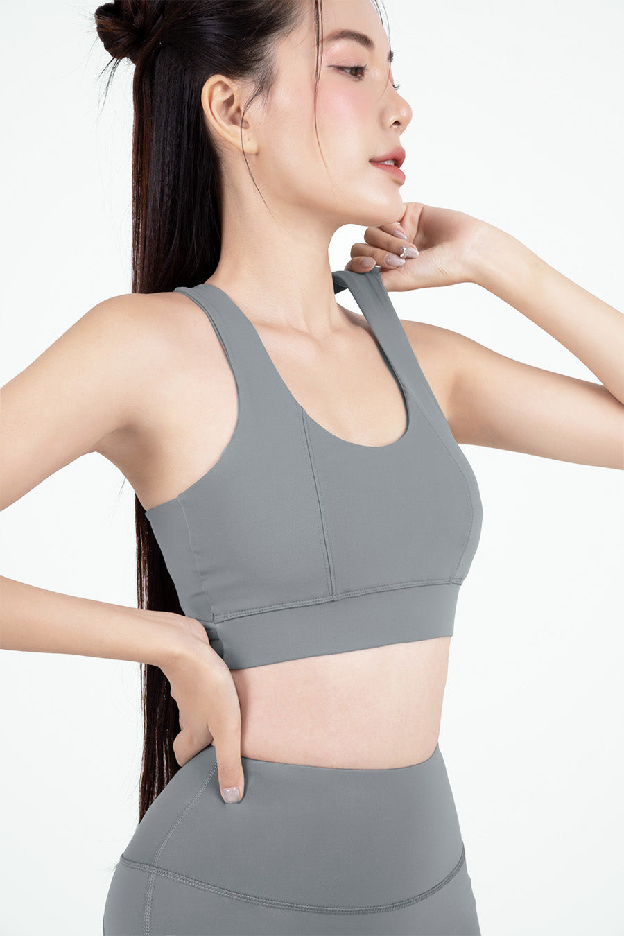 Áo bra tập yoga Racer Back Fitme Flow - BRRB - Dark Grey