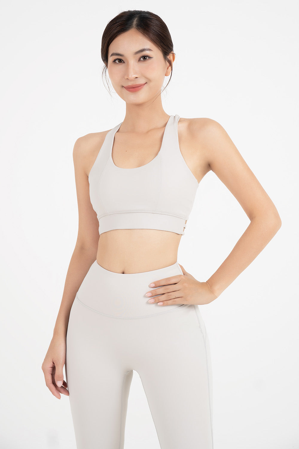 Áo bra tập yoga Racer Back Fitme Flow - BRRB - Light Grey