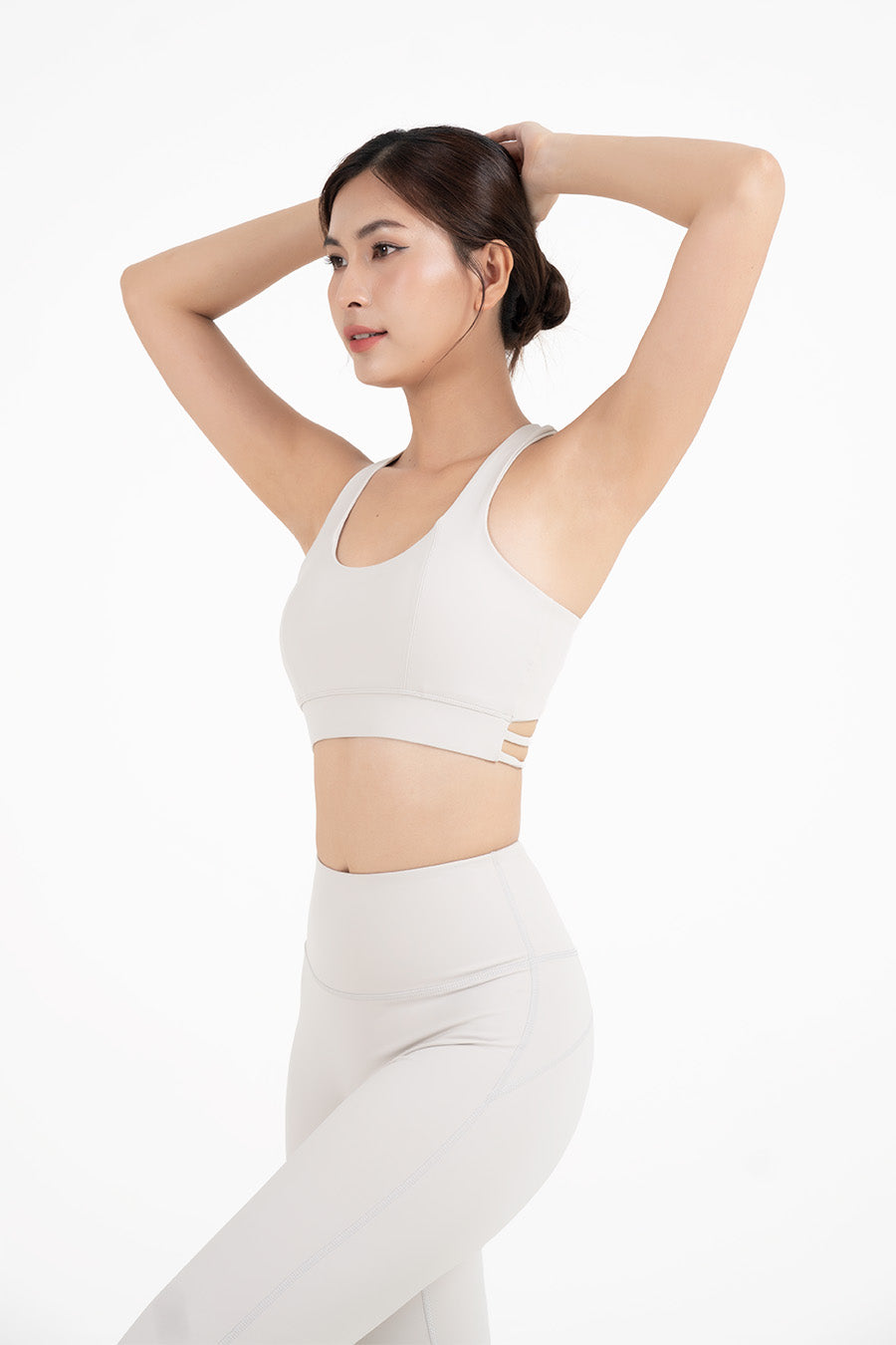 Áo bra tập yoga Racer Back Fitme Flow - BRRB - Light Grey