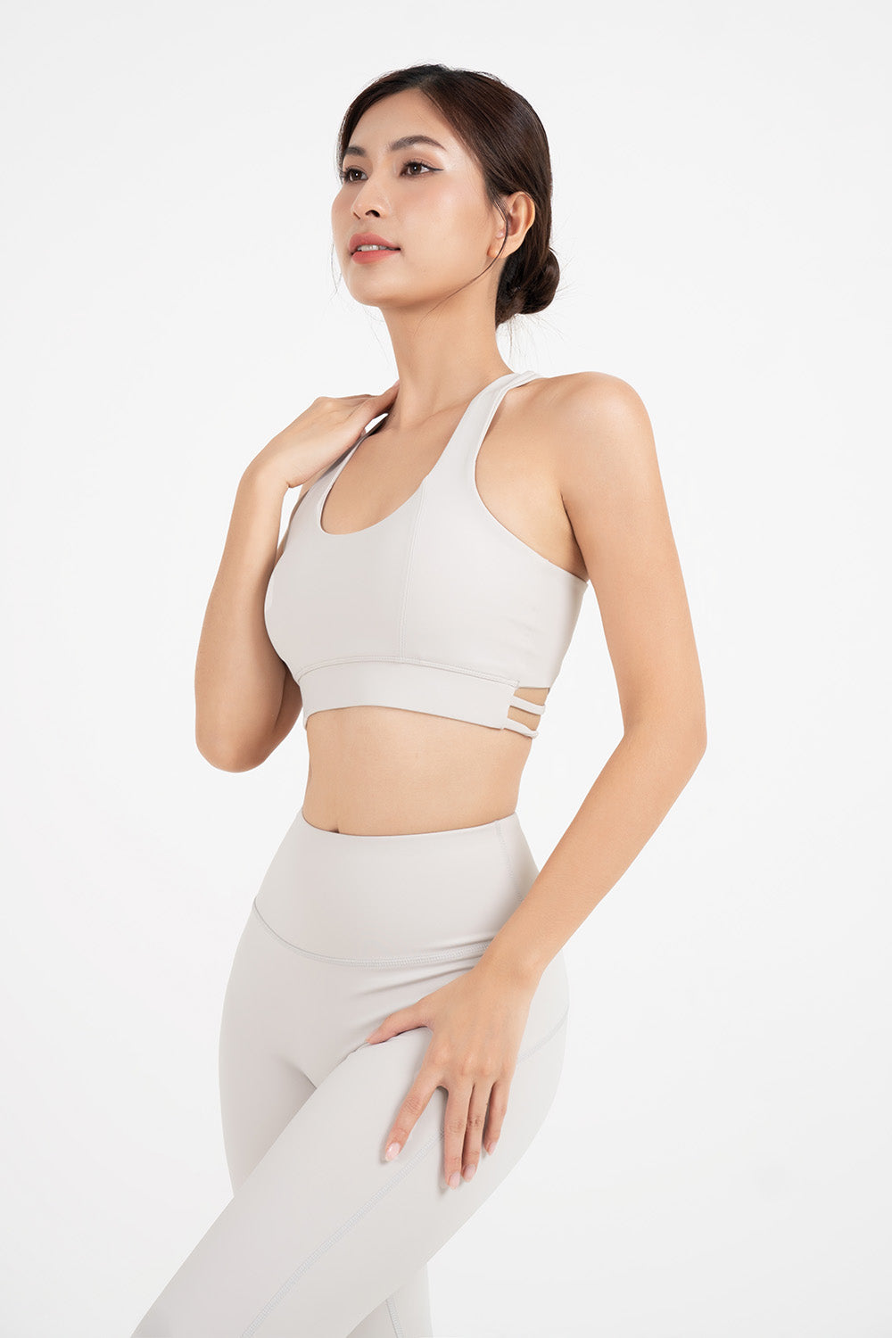 Áo bra tập yoga Racer Back Fitme Flow - BRRB - Light Grey