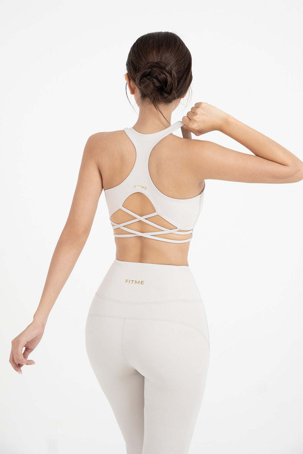 Áo bra tập yoga Racer Back Fitme Flow - BRRB - Light Grey