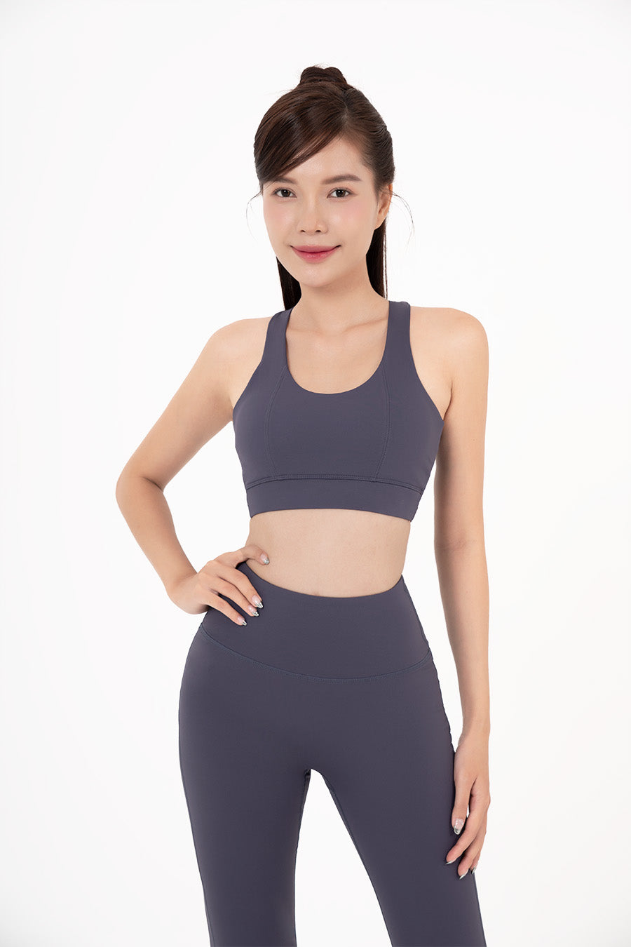 Áo bra tập yoga Racer Back Fitme Flow - BRRB - Midnight Blue