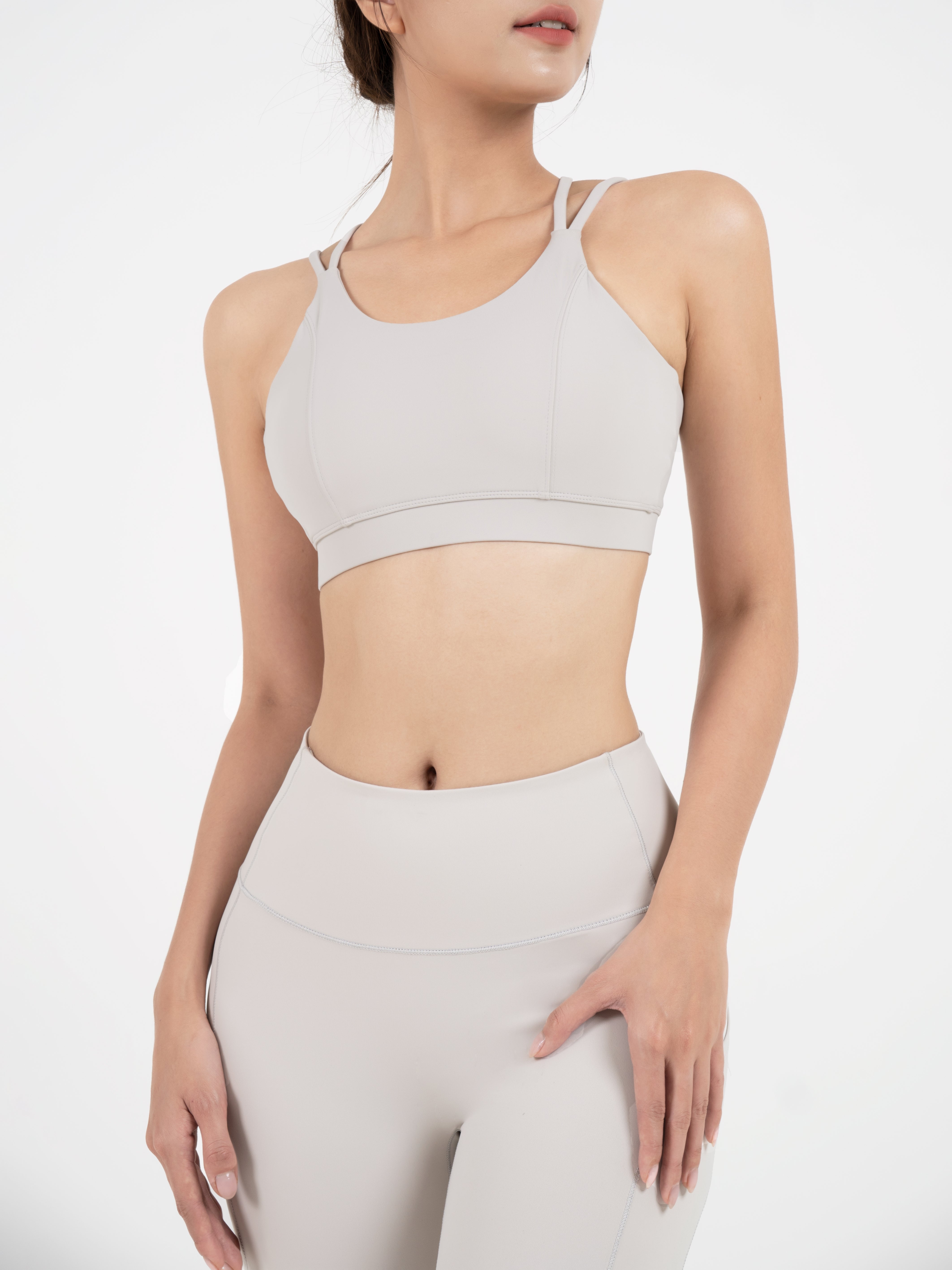 Áo bra tập yoga Strappy Back Fitme Flow - BRSB - Light Grey