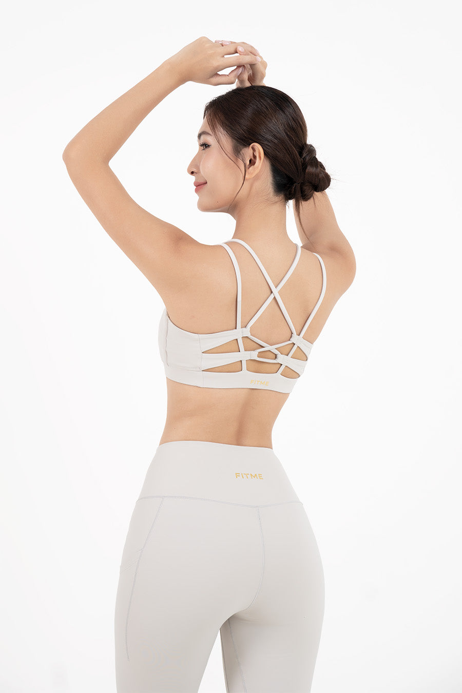 Áo bra tập yoga Strappy Back Fitme Flow - BRSB - Light Grey