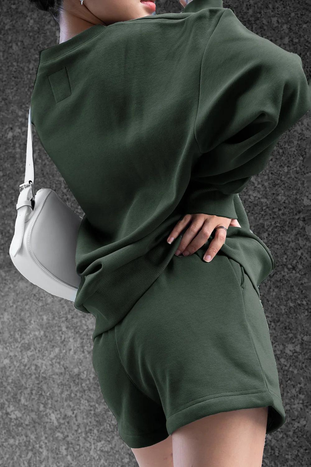 Áo sweater unisex nỉ lông dày dặn - Olive Green