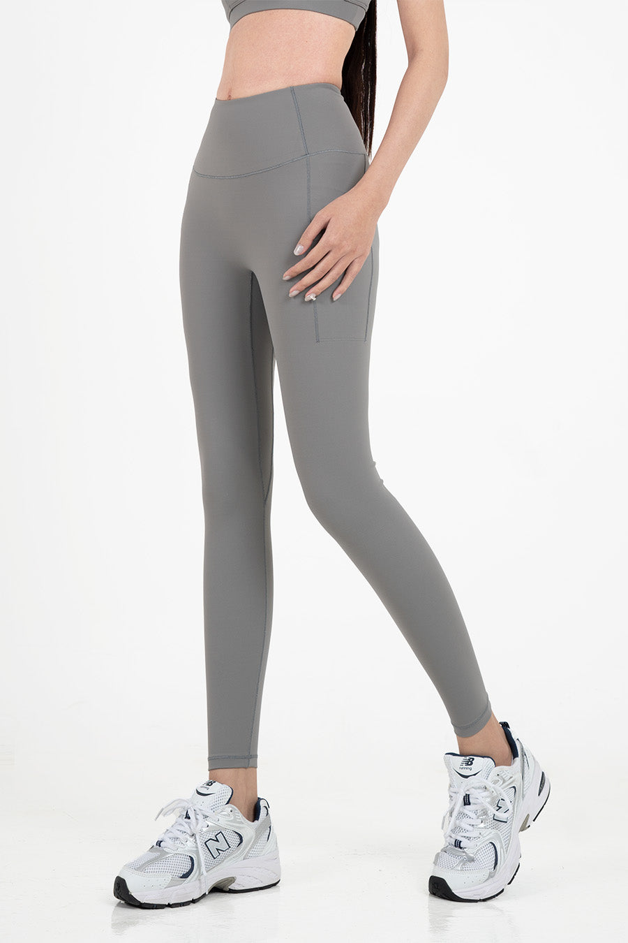 Quần legging nữ có túi Fitme Flow nâng mông Pocket QDPK - Dark Grey