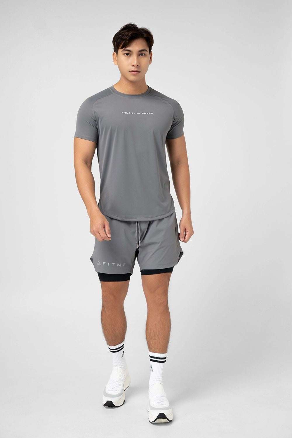 Quần short gym nam 2 lớp - Space Grey