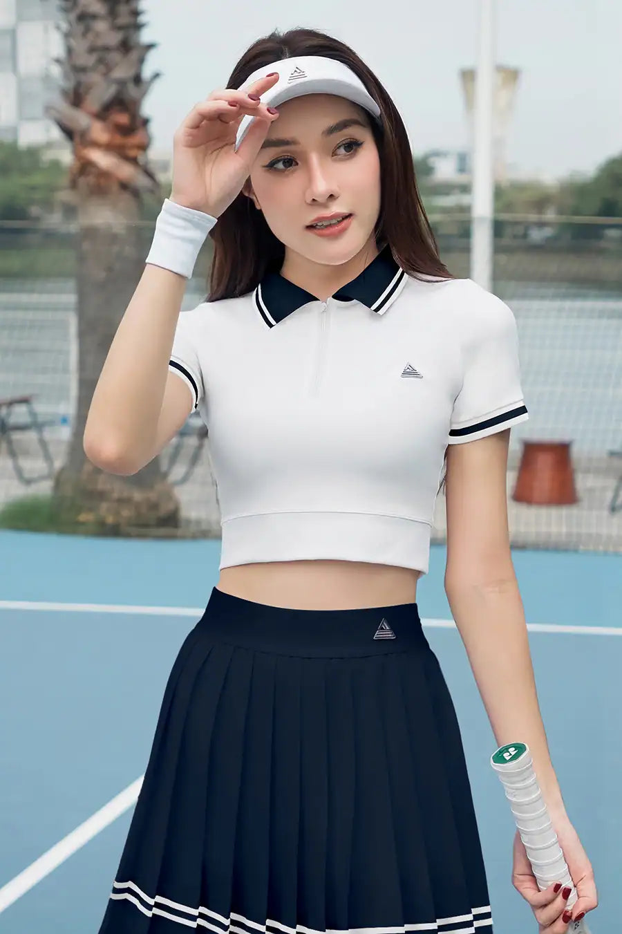 Áo polo croptop REGAL APSP02 Trắng sọc navy
